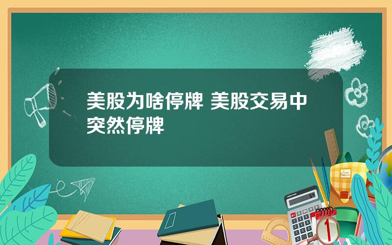 美股为啥停牌 美股交易中突然停牌